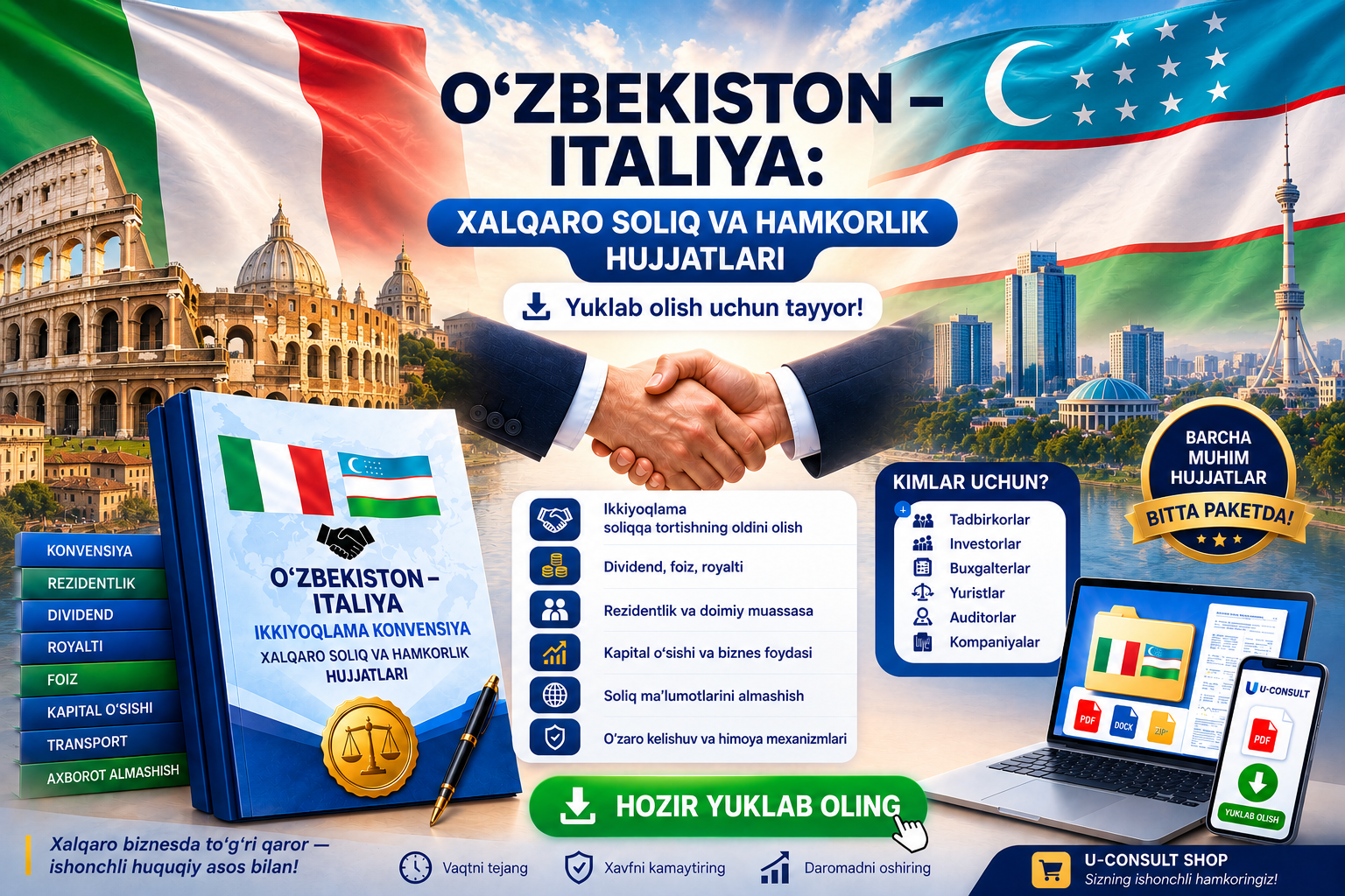 O‘zbekiston – Italiya hamkorlik va soliq munosabatlari hujjatlari